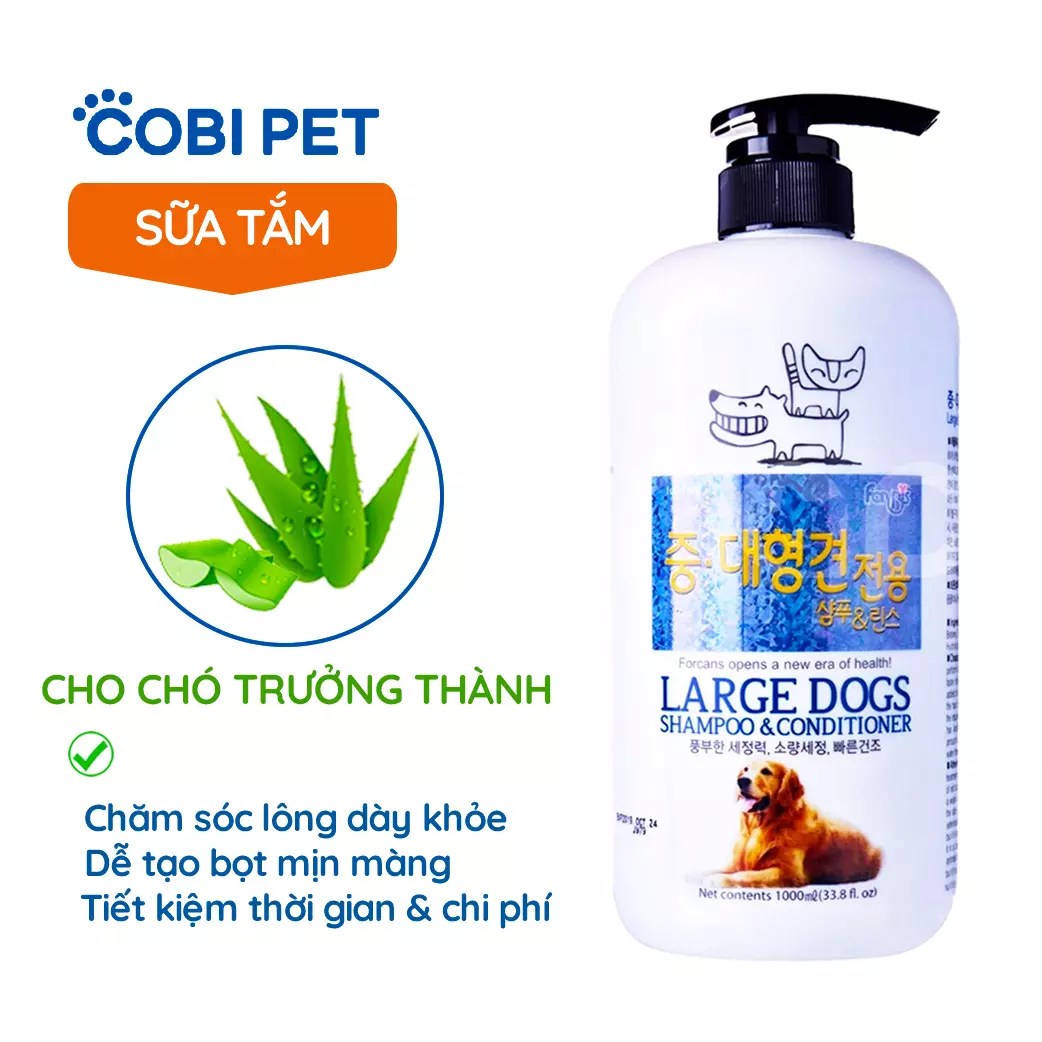 Sữa Tắm & Xả Cho Chó To LARGE DOGS SHAMPOO & CONDITIONER 500ml CobiPet