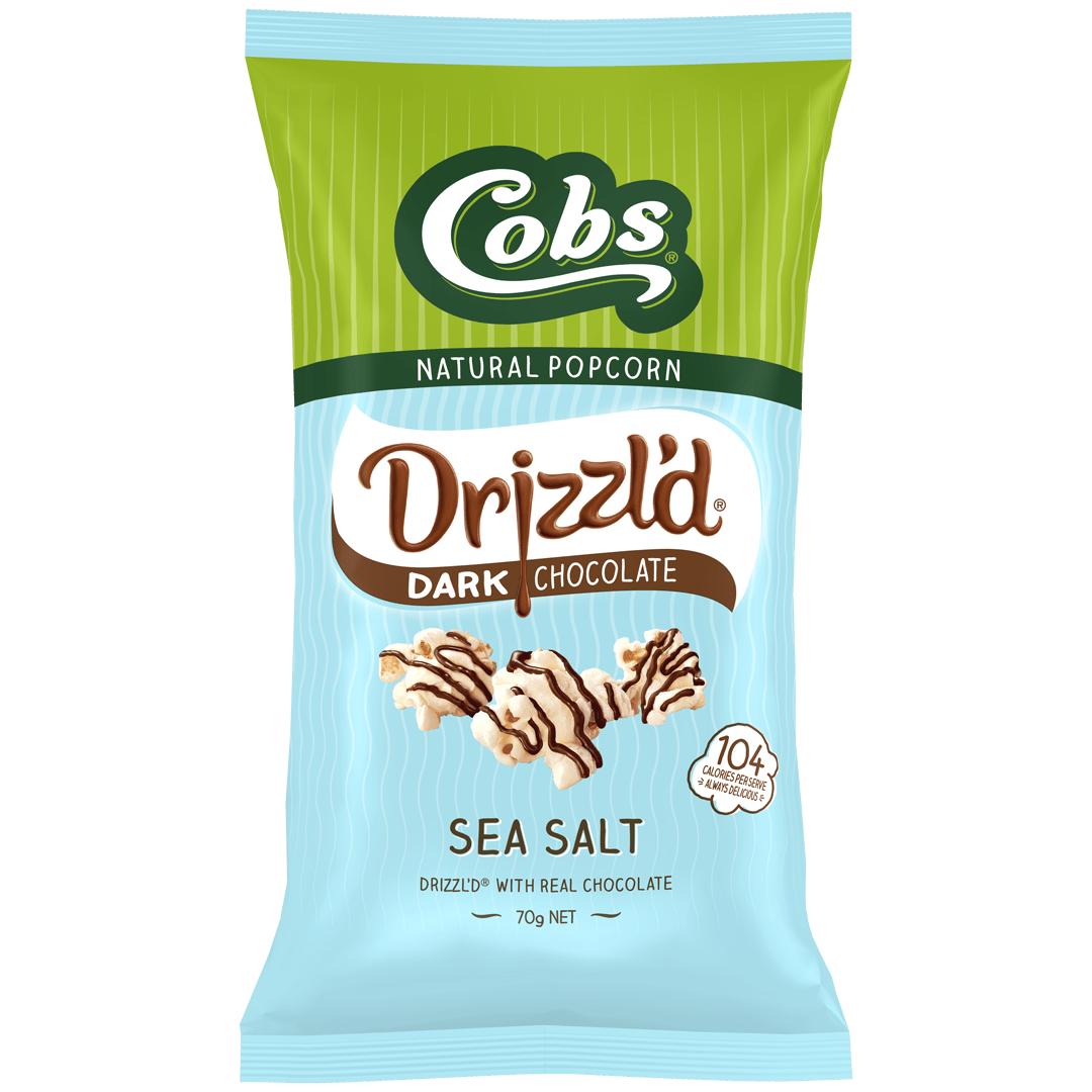 DRIZZL’D Sea Salt Popcorn w Dark Chocolate Cobs Popcorn