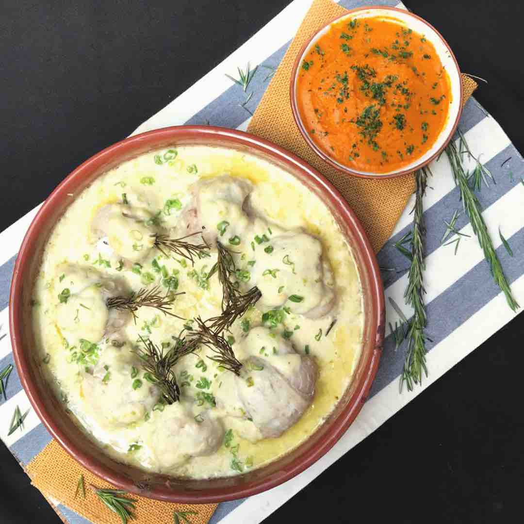 MERLUZA AL ROQUEFORT CON PURÉ DE NARANJA Cocineros Argentinos