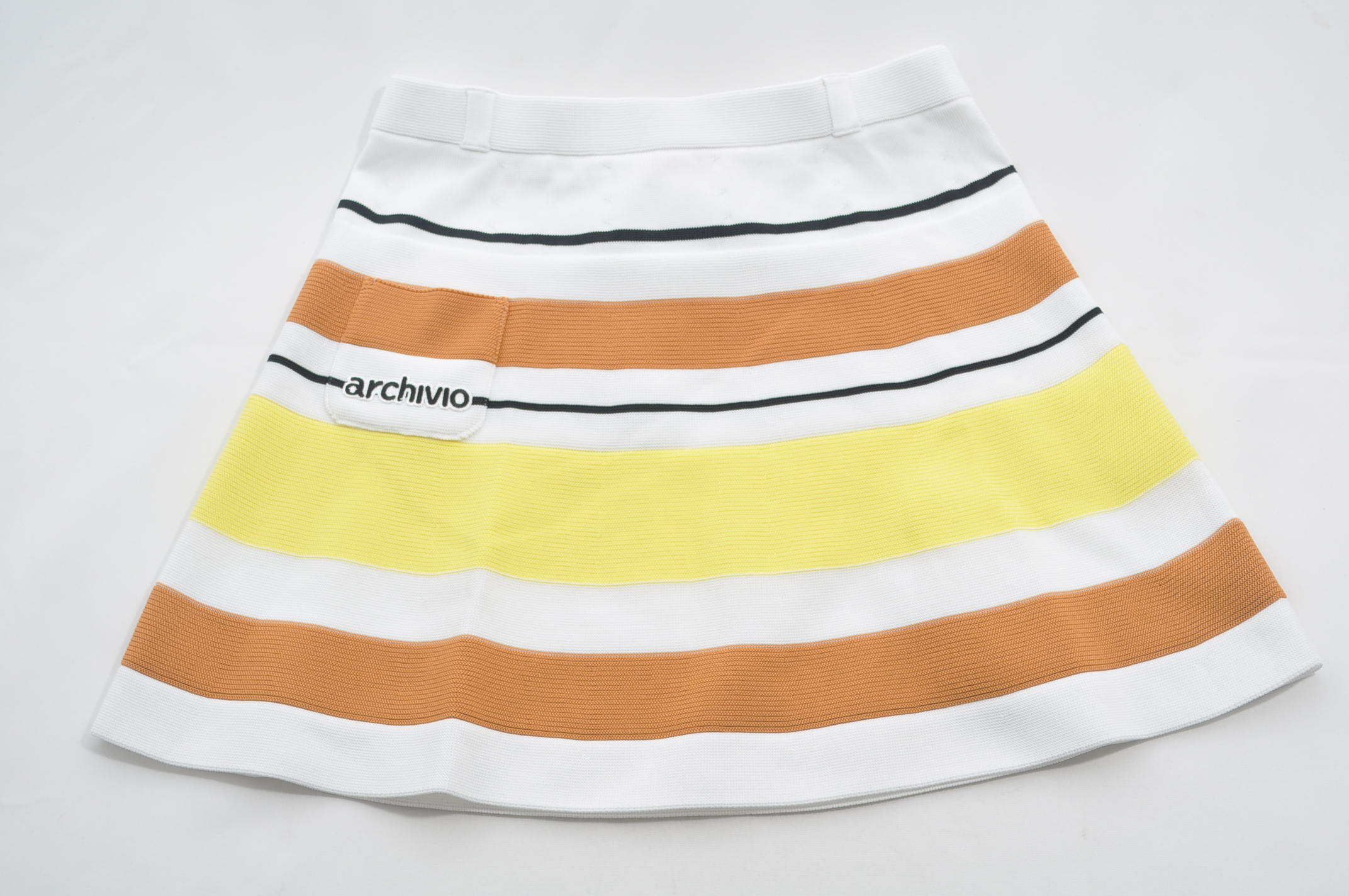 アルチビオ★ニットスカート★白×黄×茶/ボーダー★38(M)★USED｜ココゴルフ