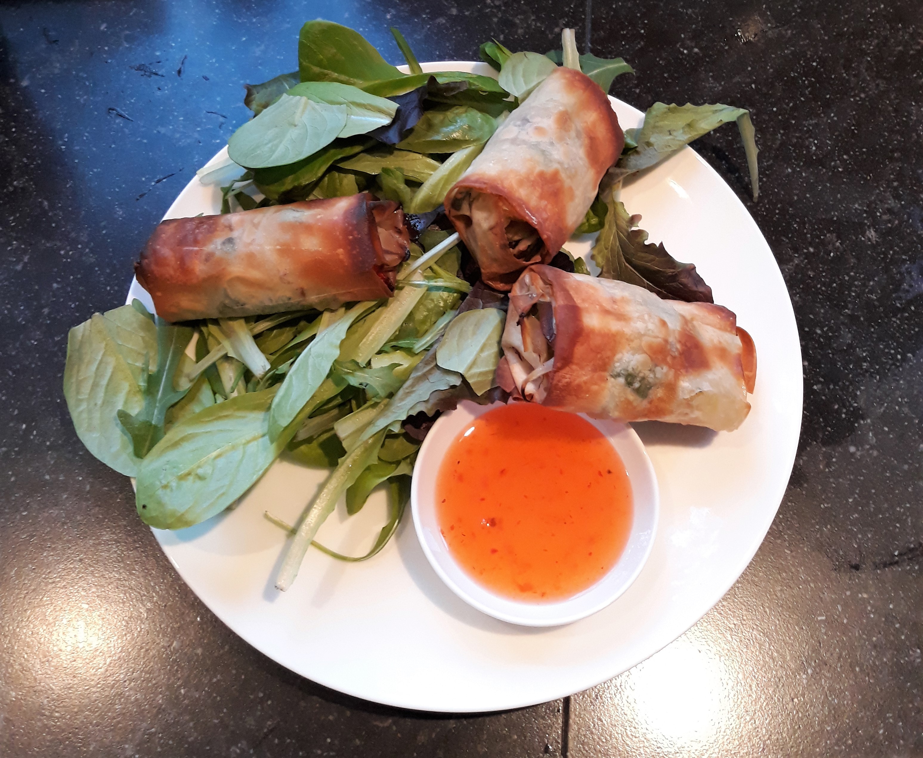 VEGAN STARTER crispy baked vegetable spring rolls