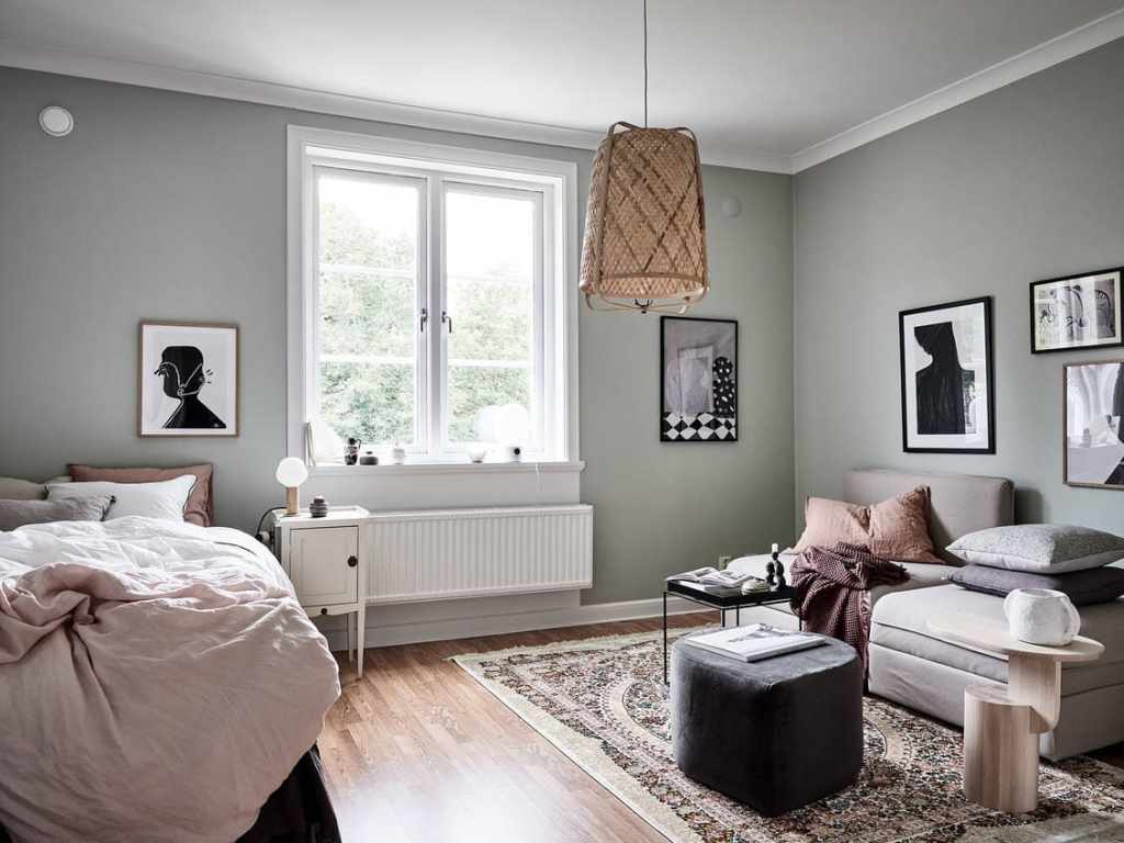 Cozy studio home in pale green