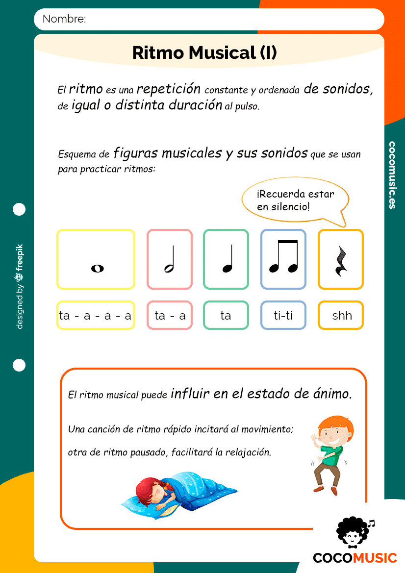 Ficha teórica de Ritmo Musical【 Niños de Primaria