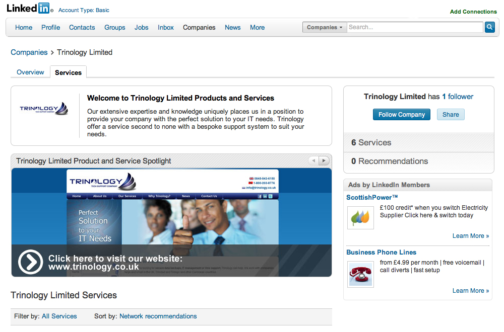 Setting up a Linkedin company page, linked in page design Codastar Ltd