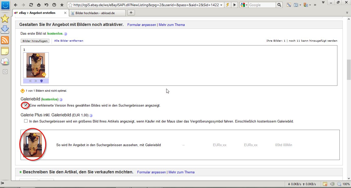 Kostenlos mehrere Bilder bei Ebay einstellen