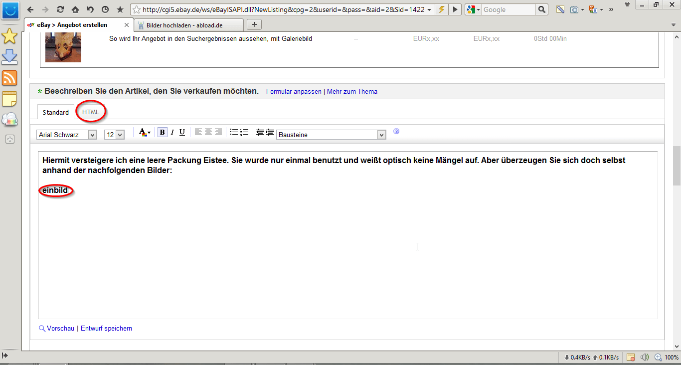 Kostenlos mehrere Bilder bei Ebay einstellen