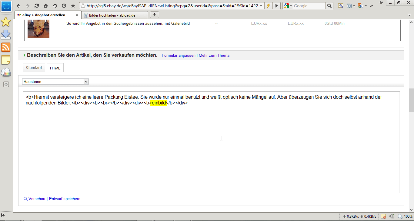 Kostenlos mehrere Bilder bei Ebay einstellen
