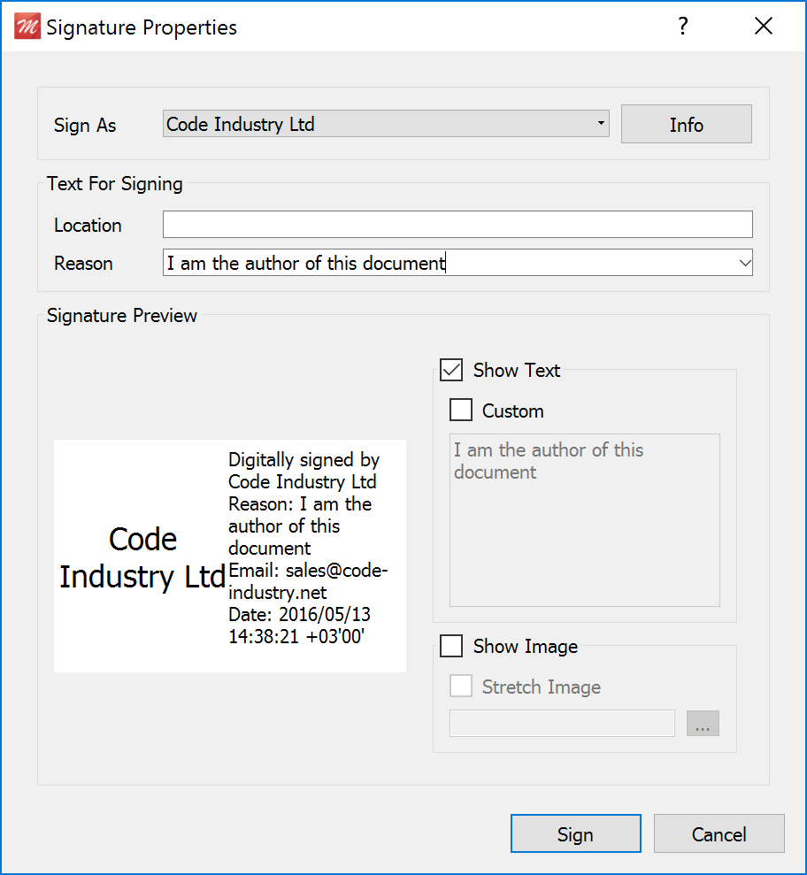 Create and verify a digital signature in a PDF document.
