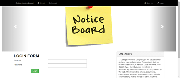 Online Notice Board Using PHP With Source Code Source Code & Projects