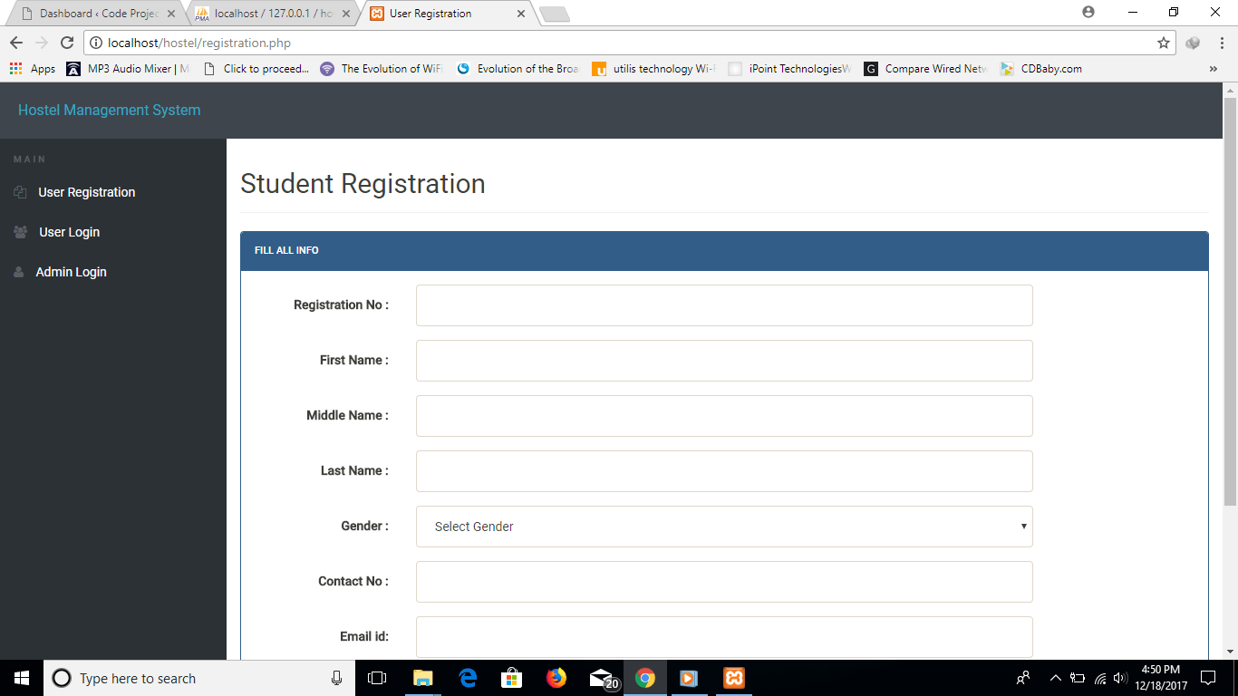 Hostel Management System Using PHP With Source Code Code