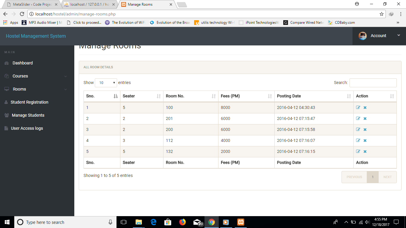 Hostel Management System Using PHP With Source Code Code