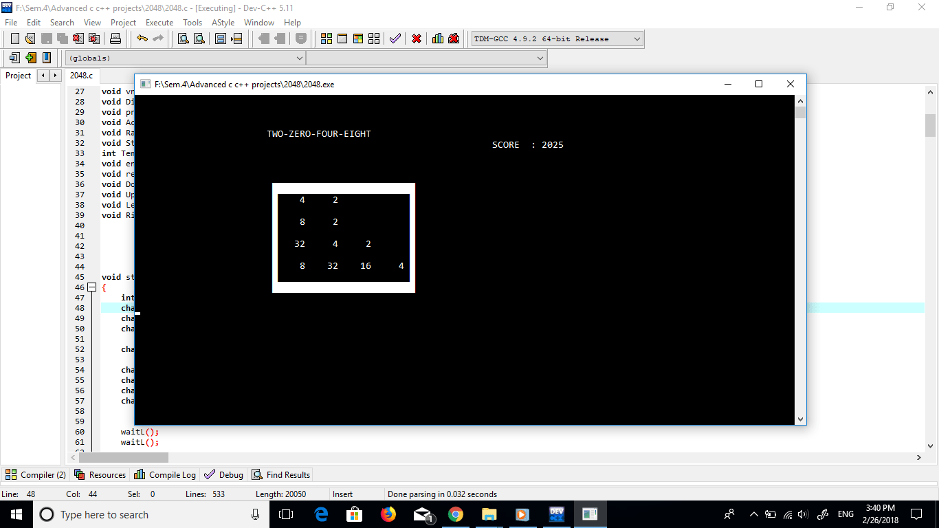 2048 Game In C Programming With Source Code Code Projects