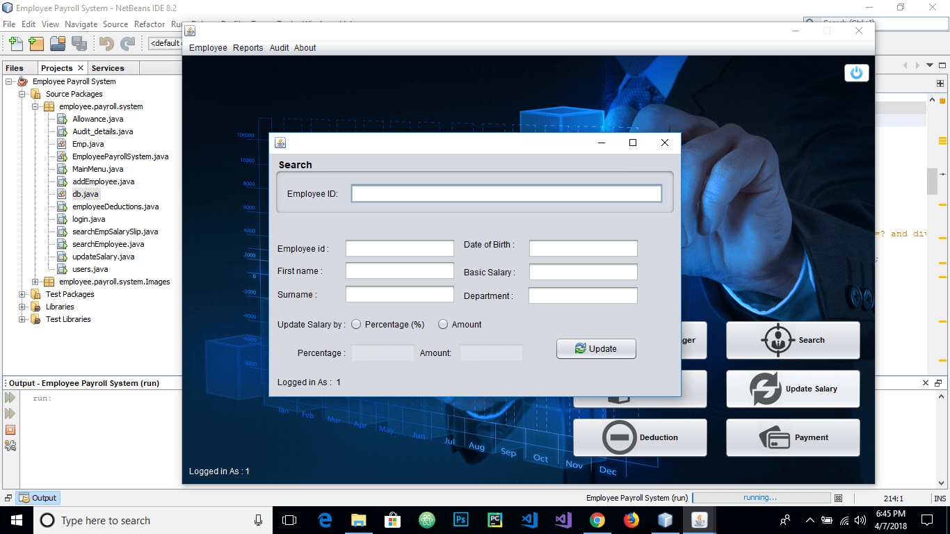 Java project on employee management system fercall