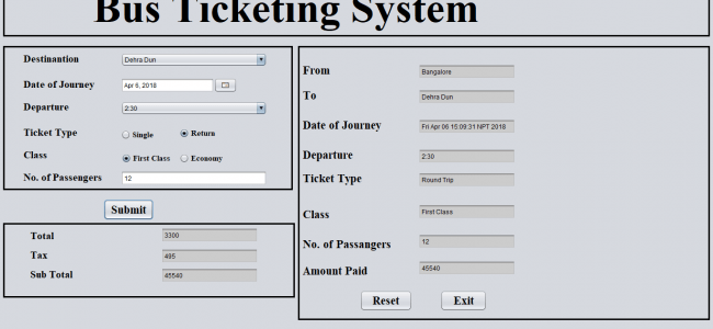 Bus Ticket Calculator In Java Using NetBeans (GUI) Wtih Source Code
