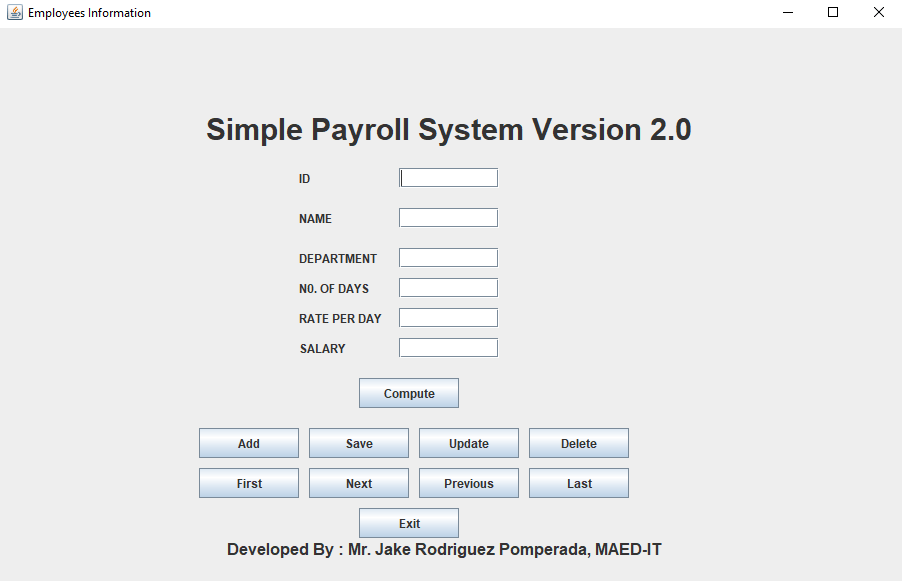 Simple Employee Payroll System In JAVA With Source Code Source Code