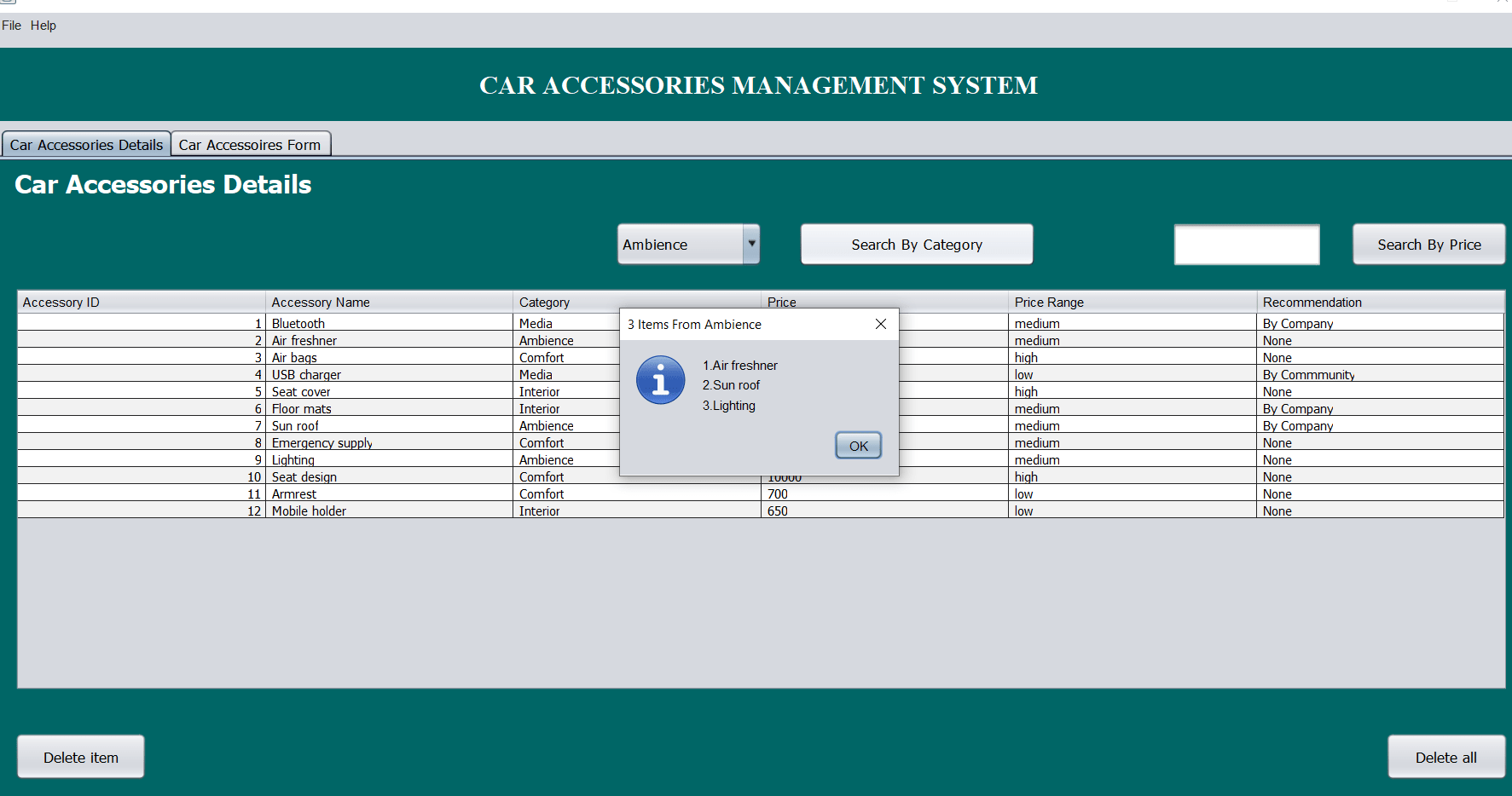 Car Accessories System In Java With Source Code Source Code & Projects