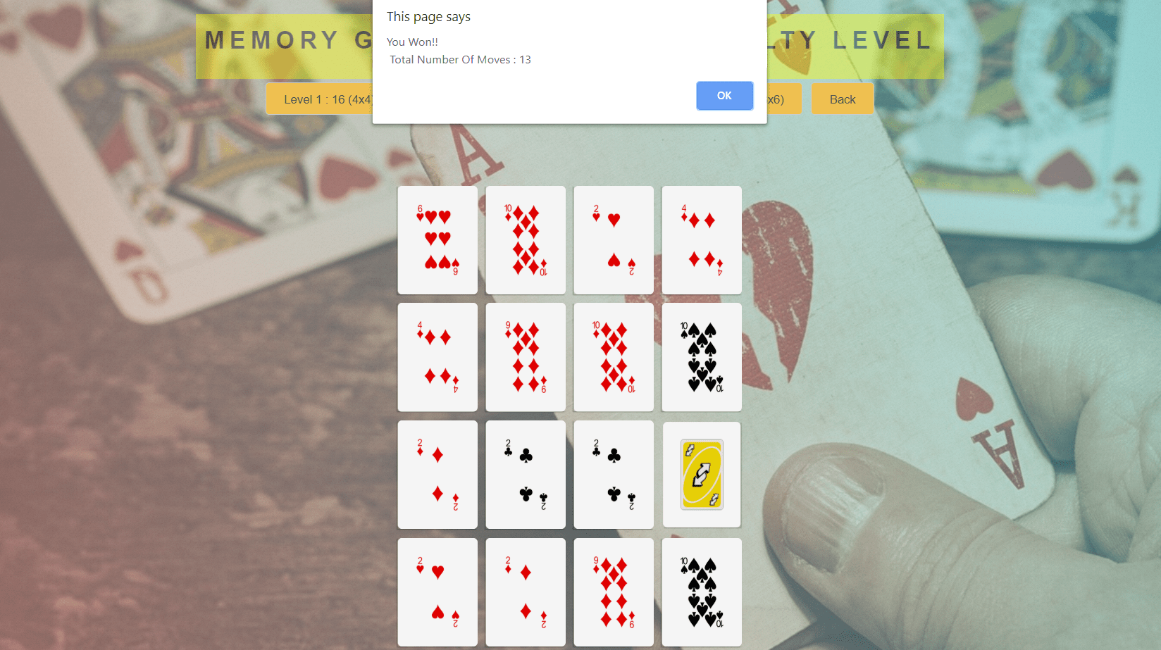 Card Memory Game In JavaScript With Source Code Source Code & Projects