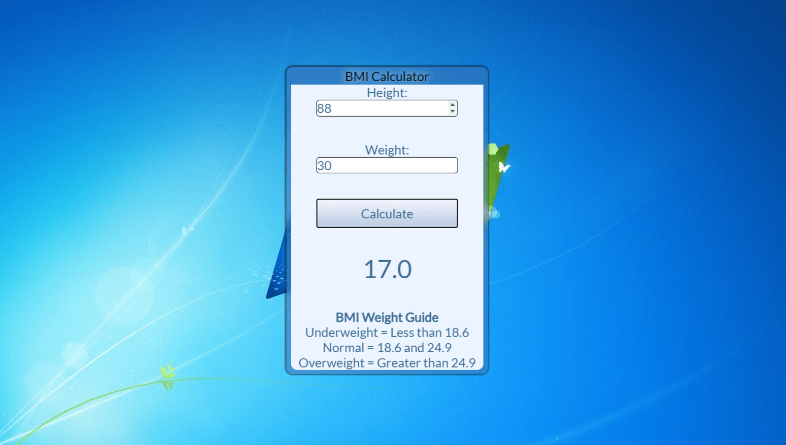 Simple BMI Calculator In JavaSCript with Source code Source Code