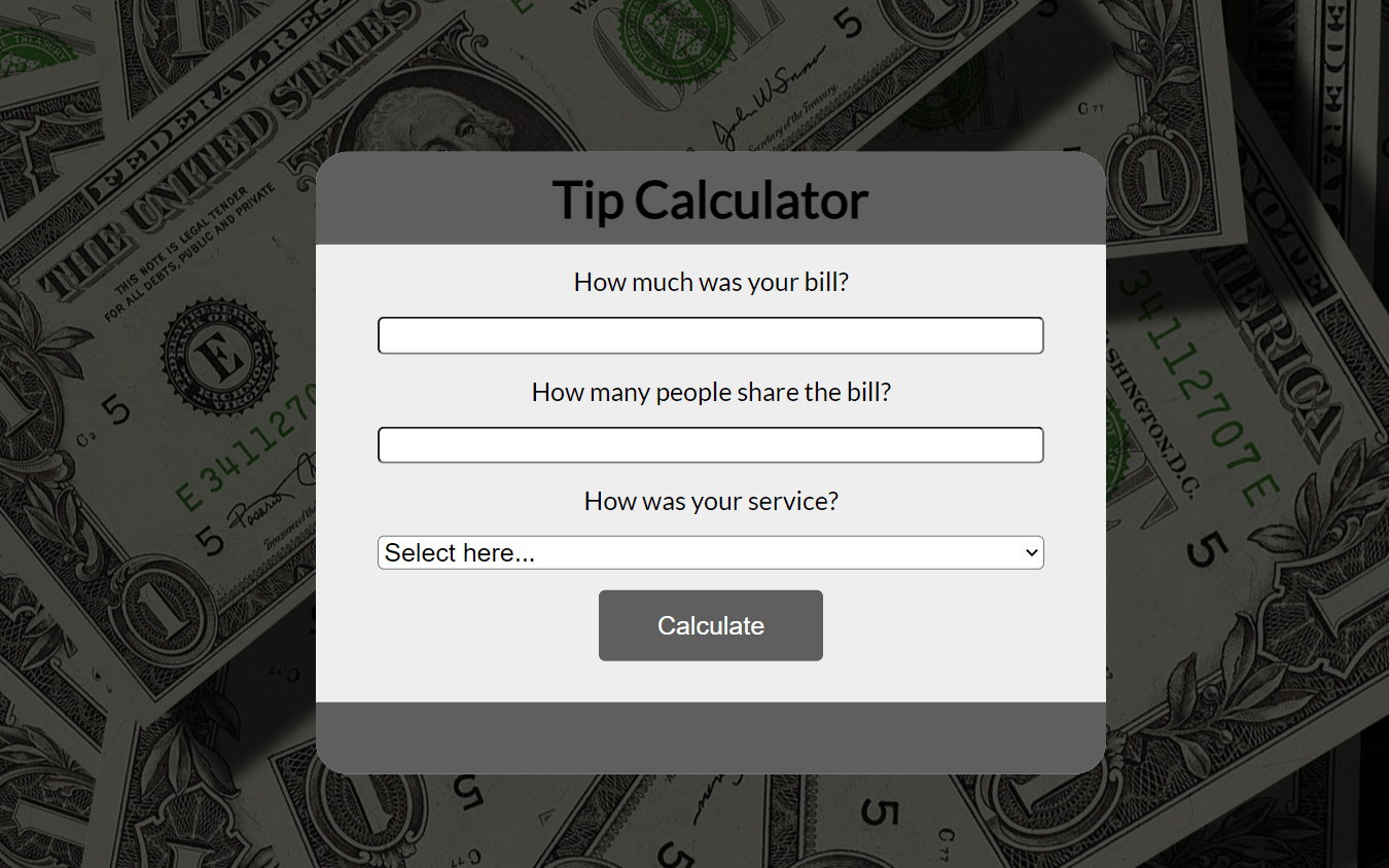 Simple Tip Calculator In JavaScript With Source Code Source Code