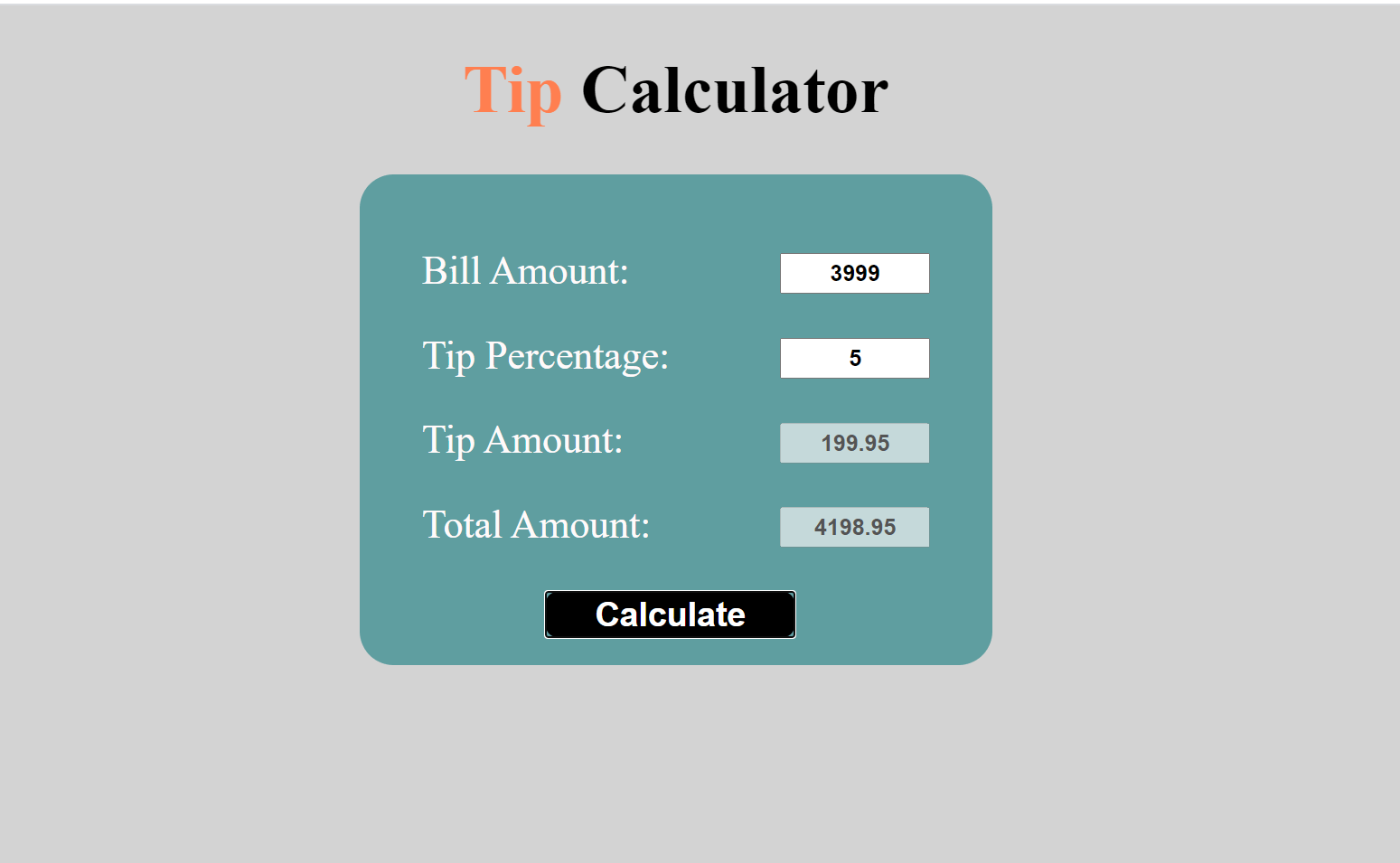 Tip Calculator In JS, Html With Source Code Source Code & Projects