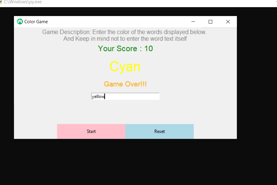Color Game In GUI Python With Source Code Source Code & Projects