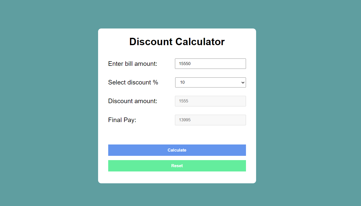 Discount Calculator in JavaScript With Source Code Source Code & Projects