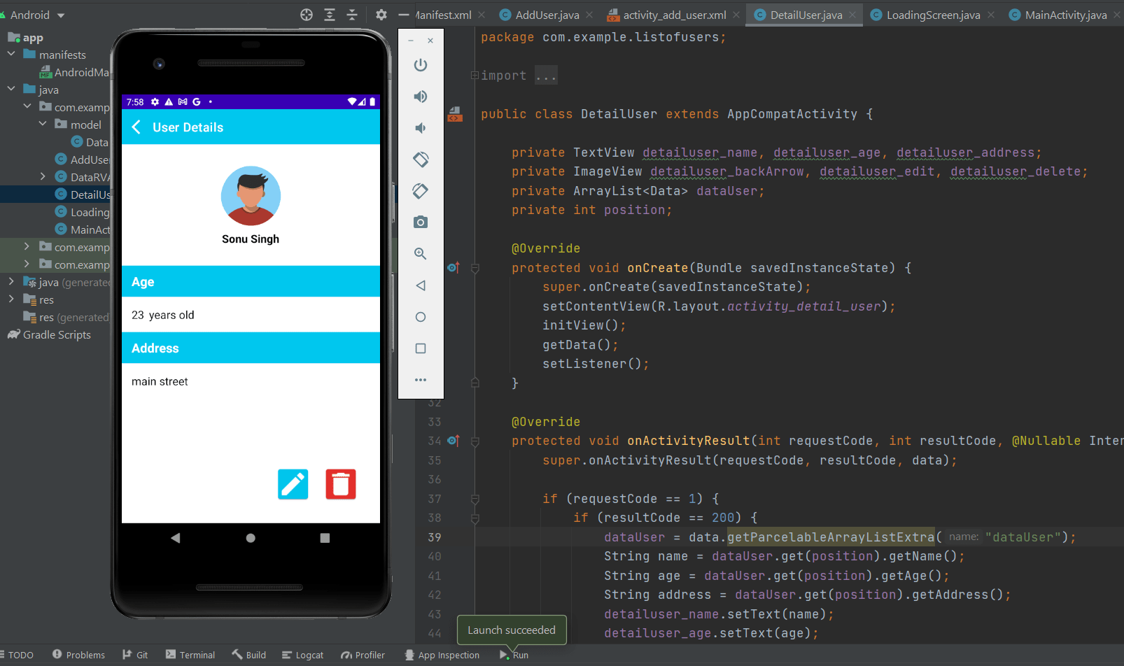 User Details Record App In Android With Source Code Source Code & Projects