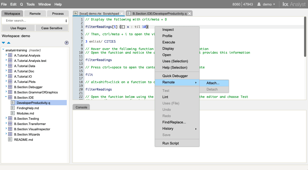 Remote editor KX Developer