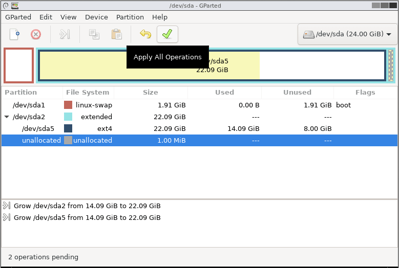 Expand/Resize Virtualbox Disk Size (Windows Host, Ubuntu Guest)