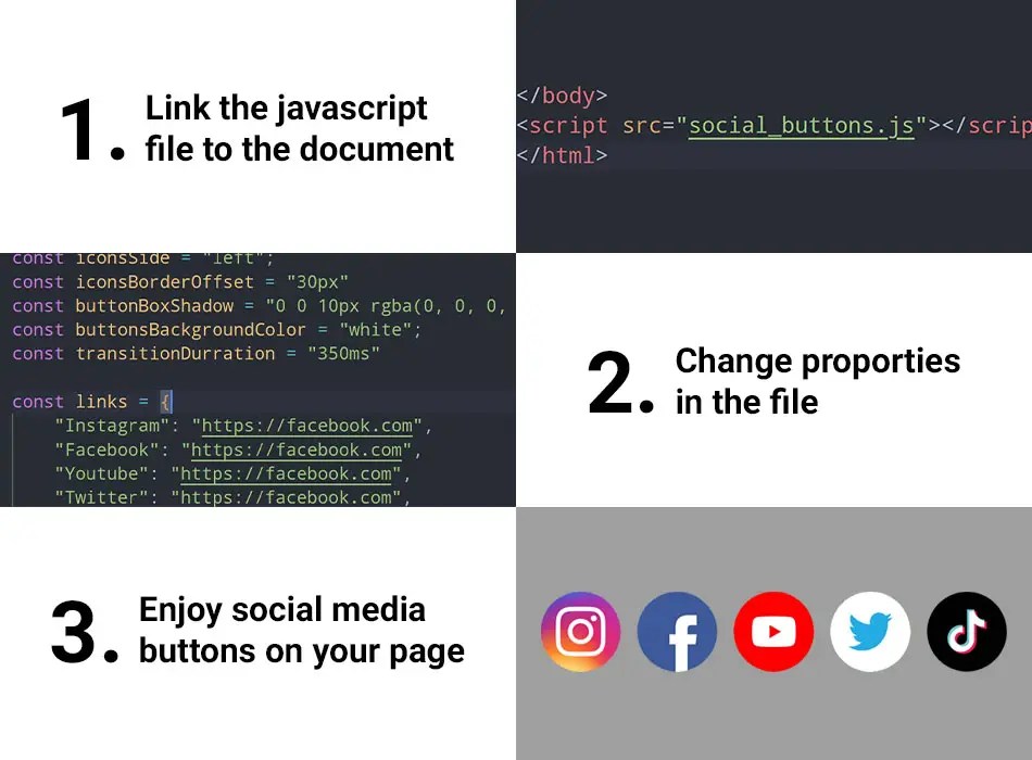 HTML/CSS Animated social media button sticky bar code.market