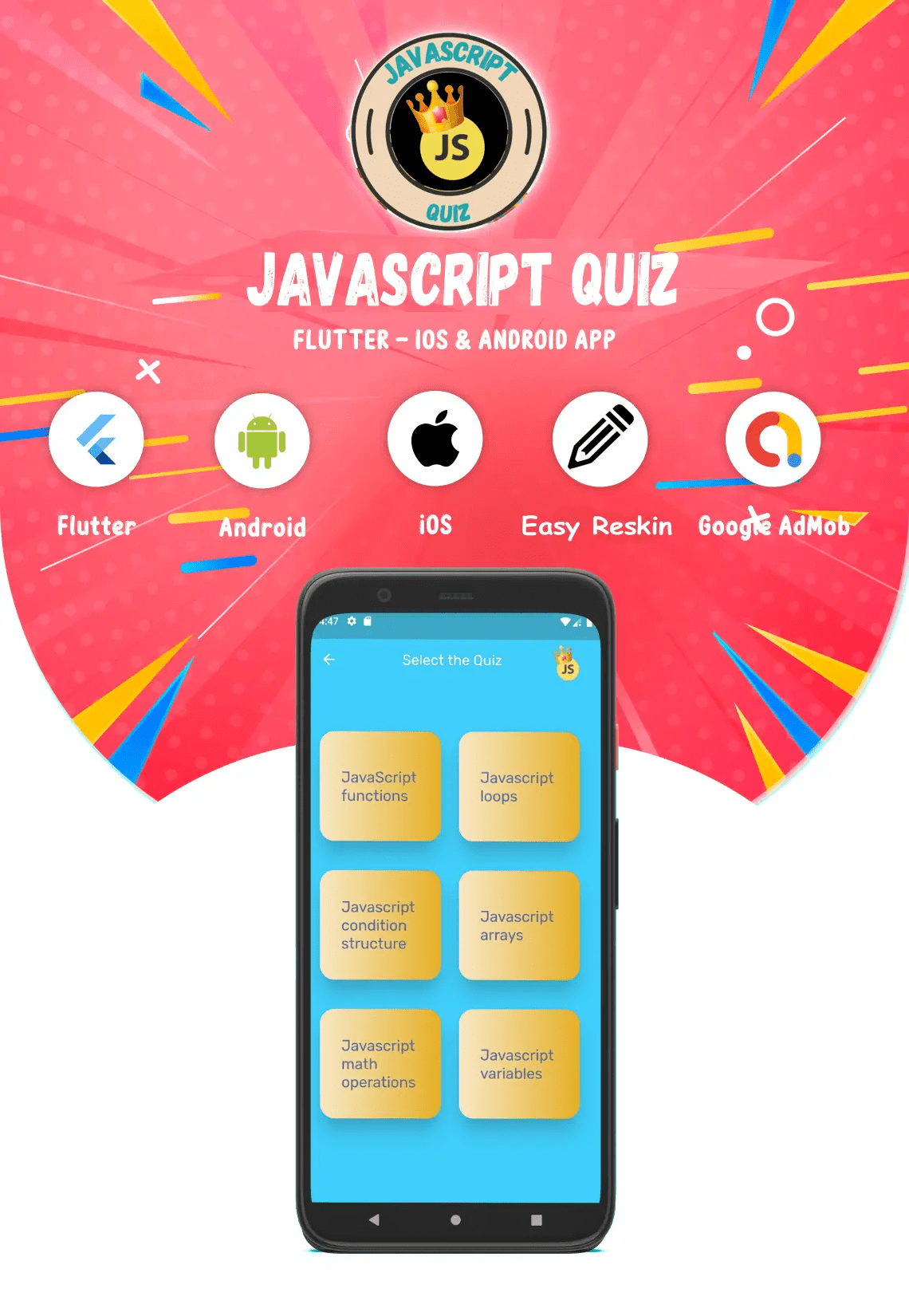 Javascript Quiz App Template for Flutter Android & iOS App code.market