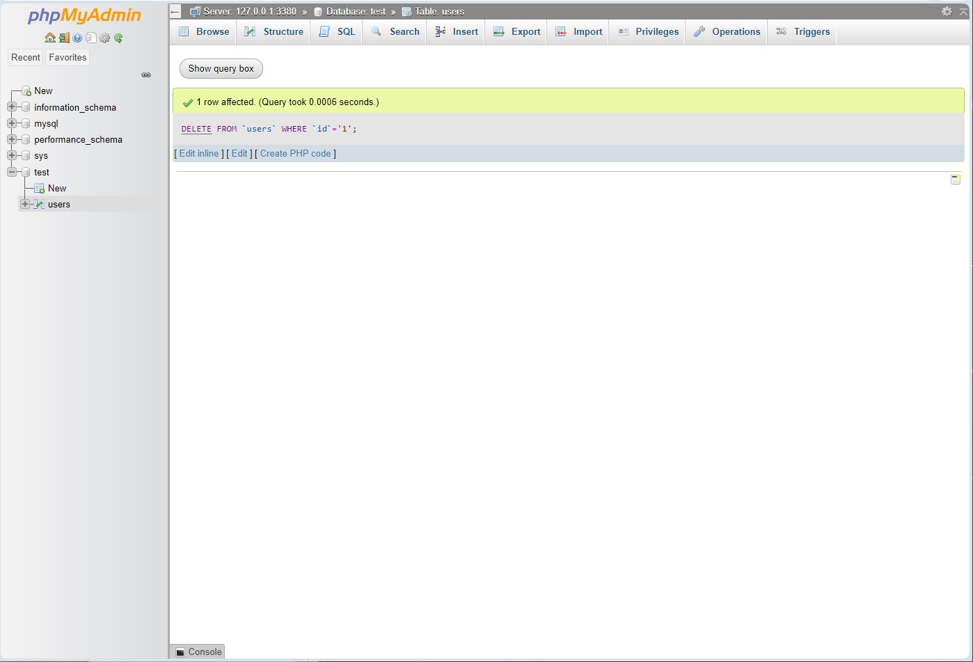 Deleting a record in PhpMyAdmin Trepachev Dmitry