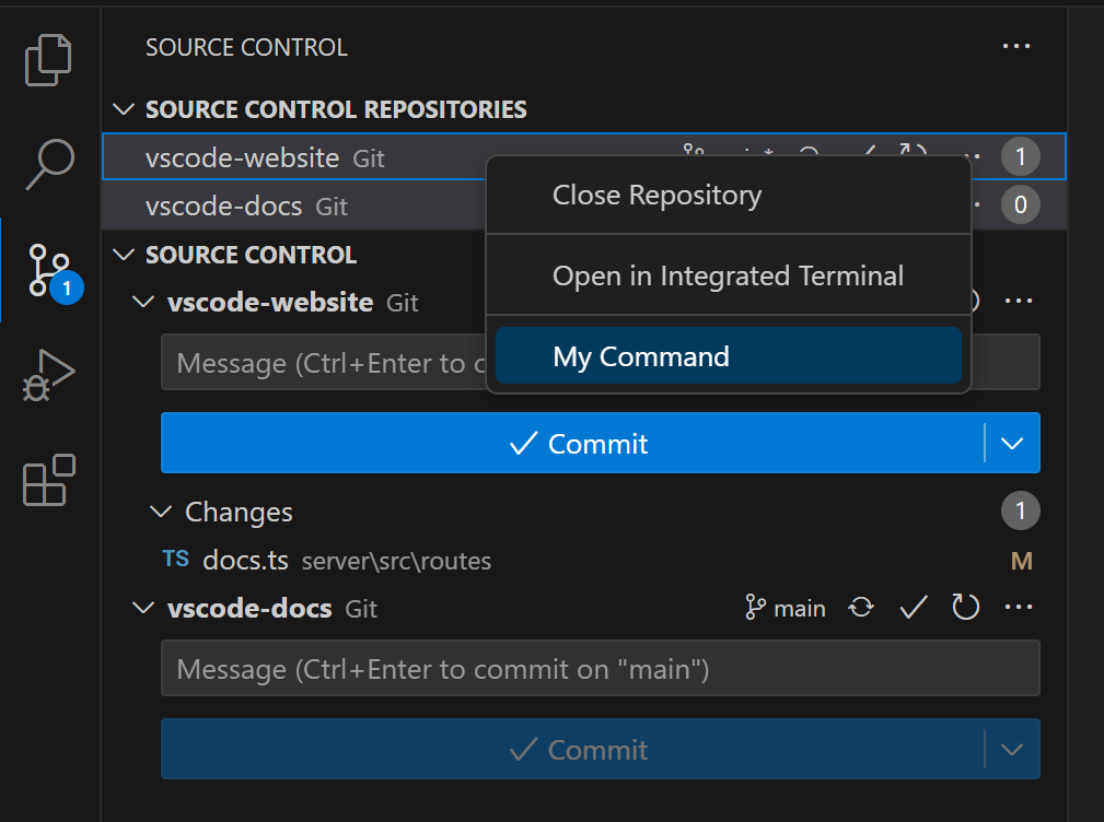 Source Control API Visual Studio Code Extension API