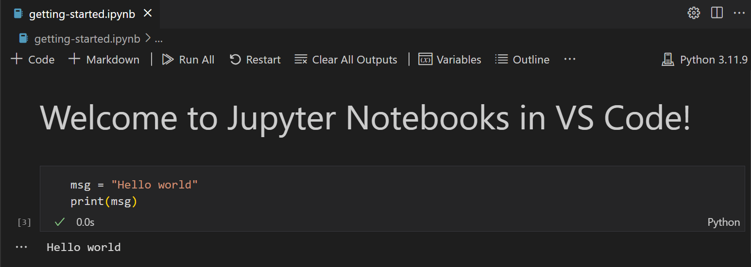 Working with Jupyter Notebooks in Visual Studio Code