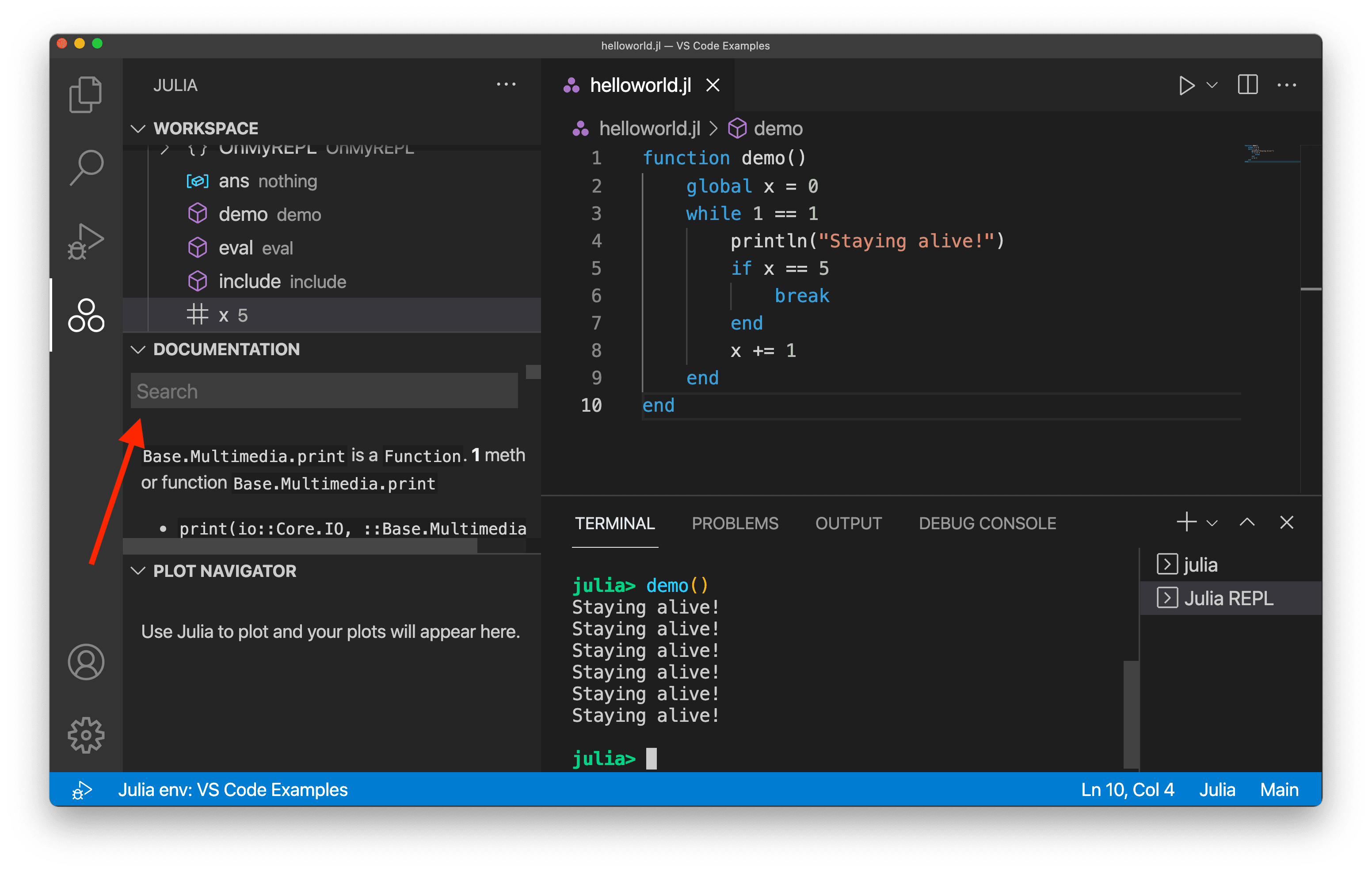 Julia in Visual Studio Code