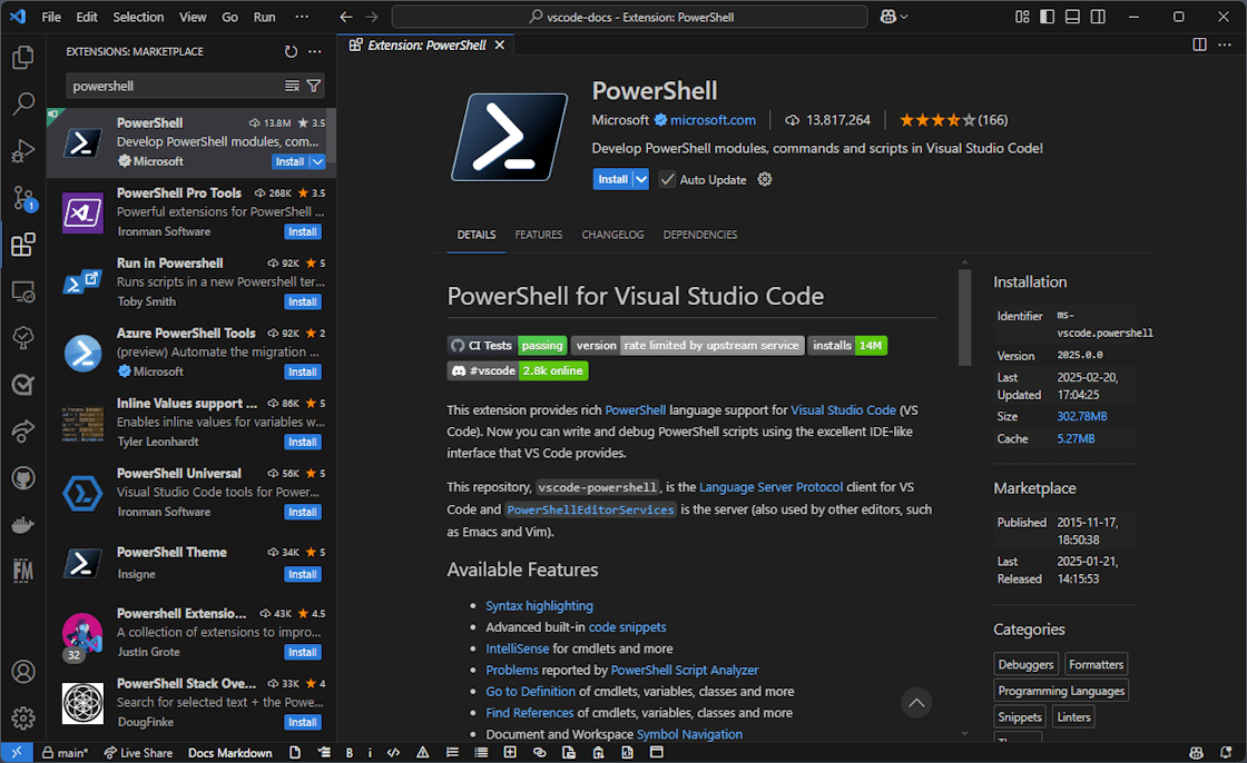 PowerShell editing with Visual Studio Code
