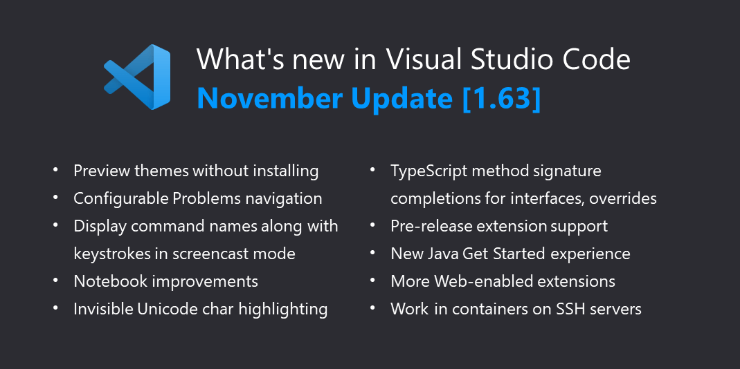 Visual Studio Code November 2021