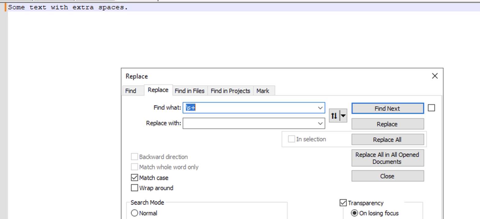 How to remove Extra Spaces in Notepad++