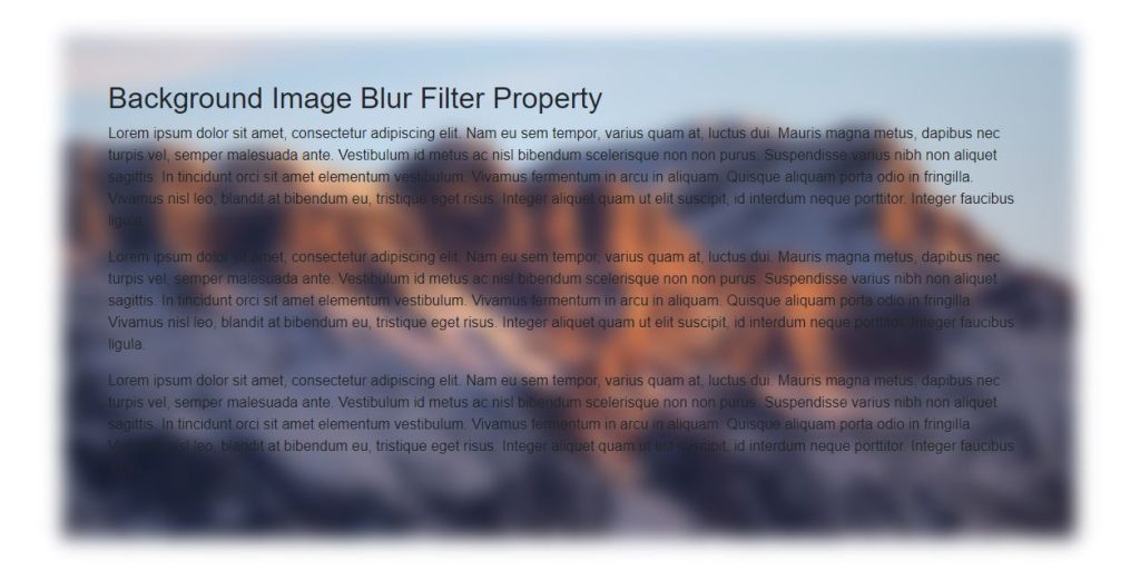 Image Blur Filter Property CSS Filter To Background Image