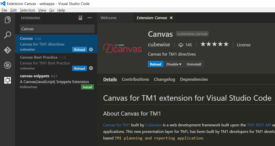 How to add Canvas extensions to Visual Studio Code