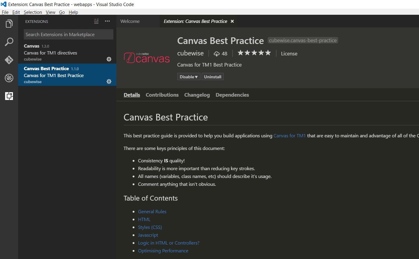 How to add Canvas extensions to Visual Studio Code