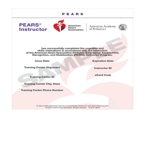 AHA PEARS Instructor eCard Code Blue Training