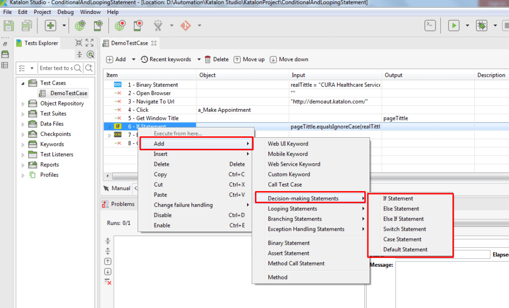 Control Statements in katalon studio loops and if else. codebun