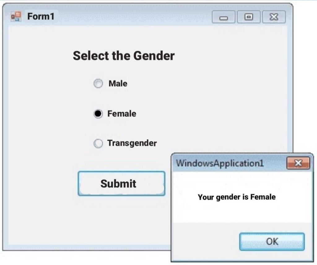 How to get selected value of radio button in Codebun