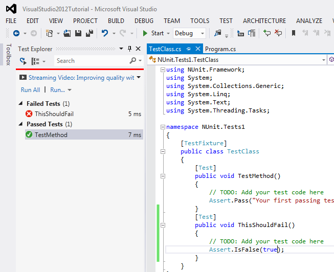 Setting Up NUnit 3 in Visual Studio 2012 Code cleaners