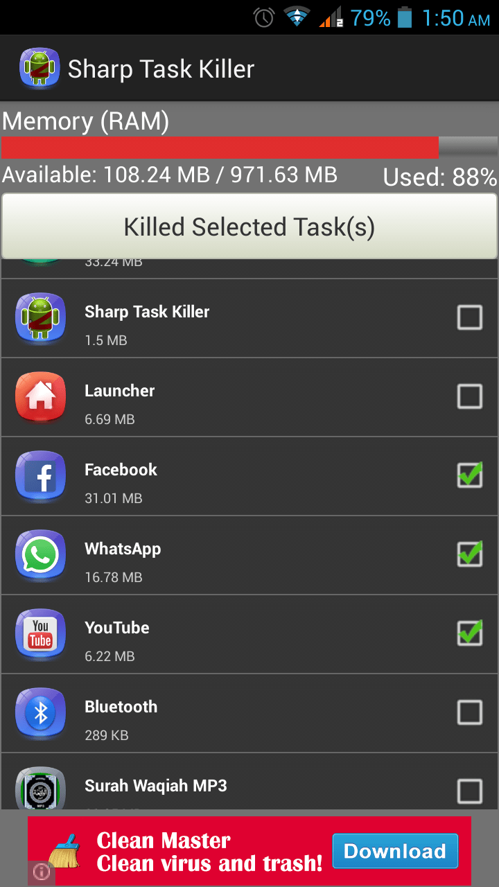 Sharp Task Killer With Admob Android App for 10 CodeClerks