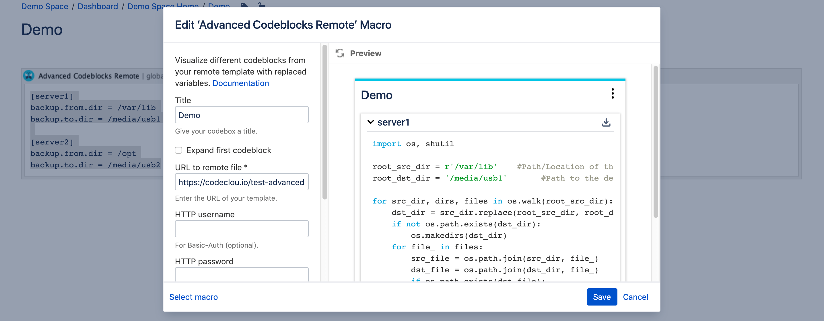 Multi Remote Macro Guide Advanced Codeblocks for Confluence · codeclou