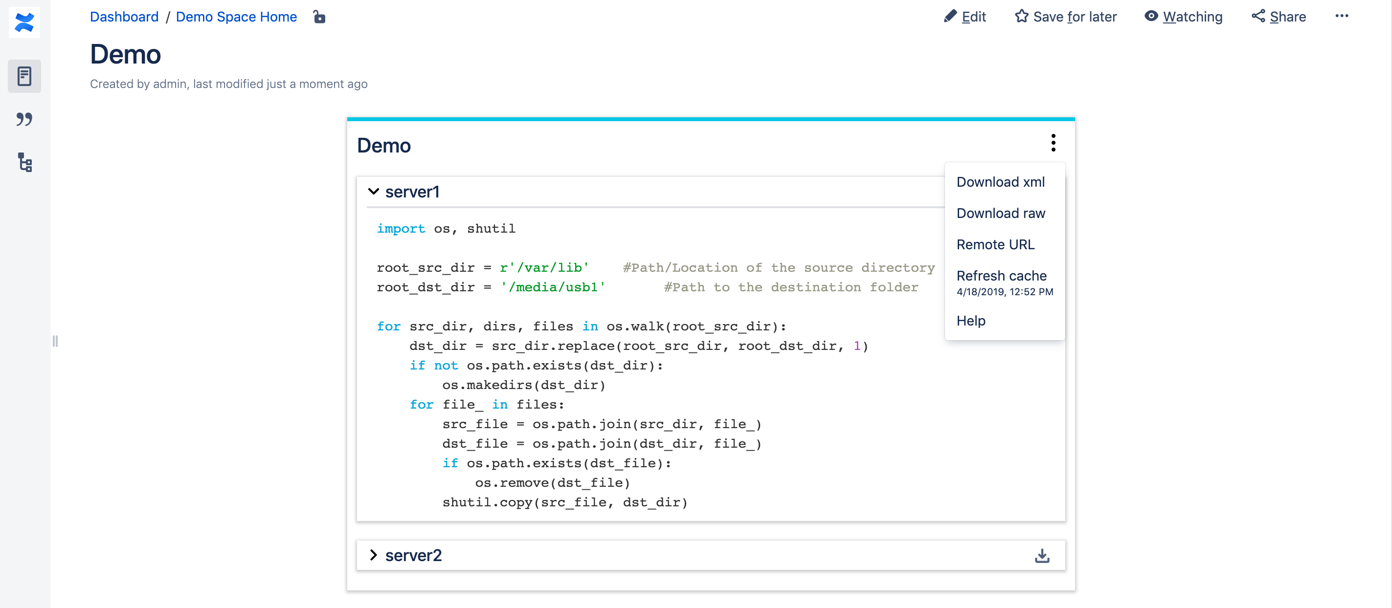 Multi Remote Macro Guide Advanced Codeblocks for Confluence · codeclou