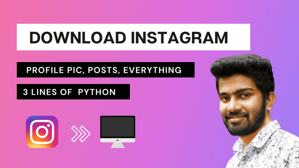 Download Instagram profile data with Python 3 Lines of code