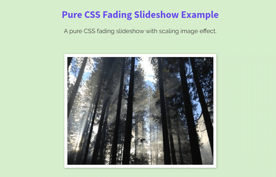 Pure CSS Fading Slideshow with Scaling Image Codeconvey